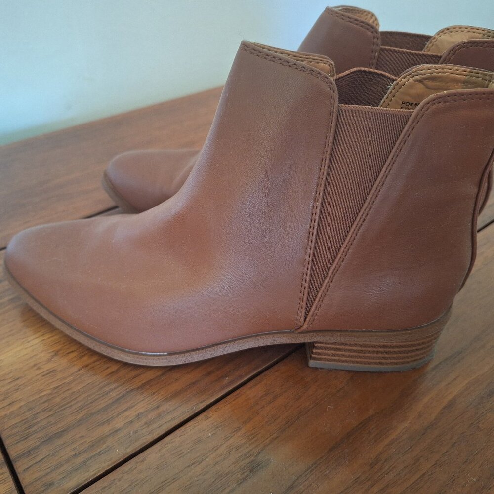 J Crew Faux Leather Chelsea Boots Brown Warm Sepia Womens 7